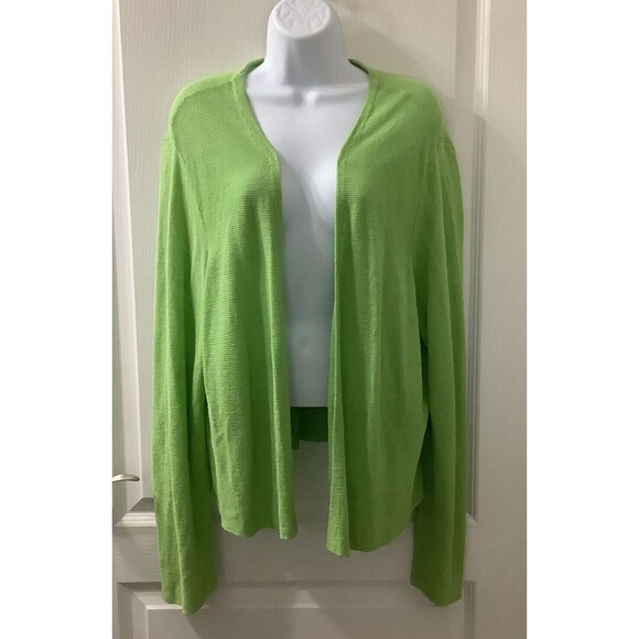 J Jill Cardigan Womens XL Open Linen Blend Green Classic - Picture 1 of 9